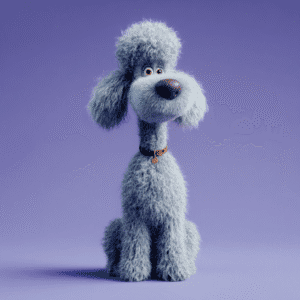 Grey poodle in a movie style