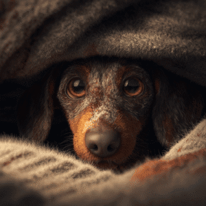Dachsund snuggled