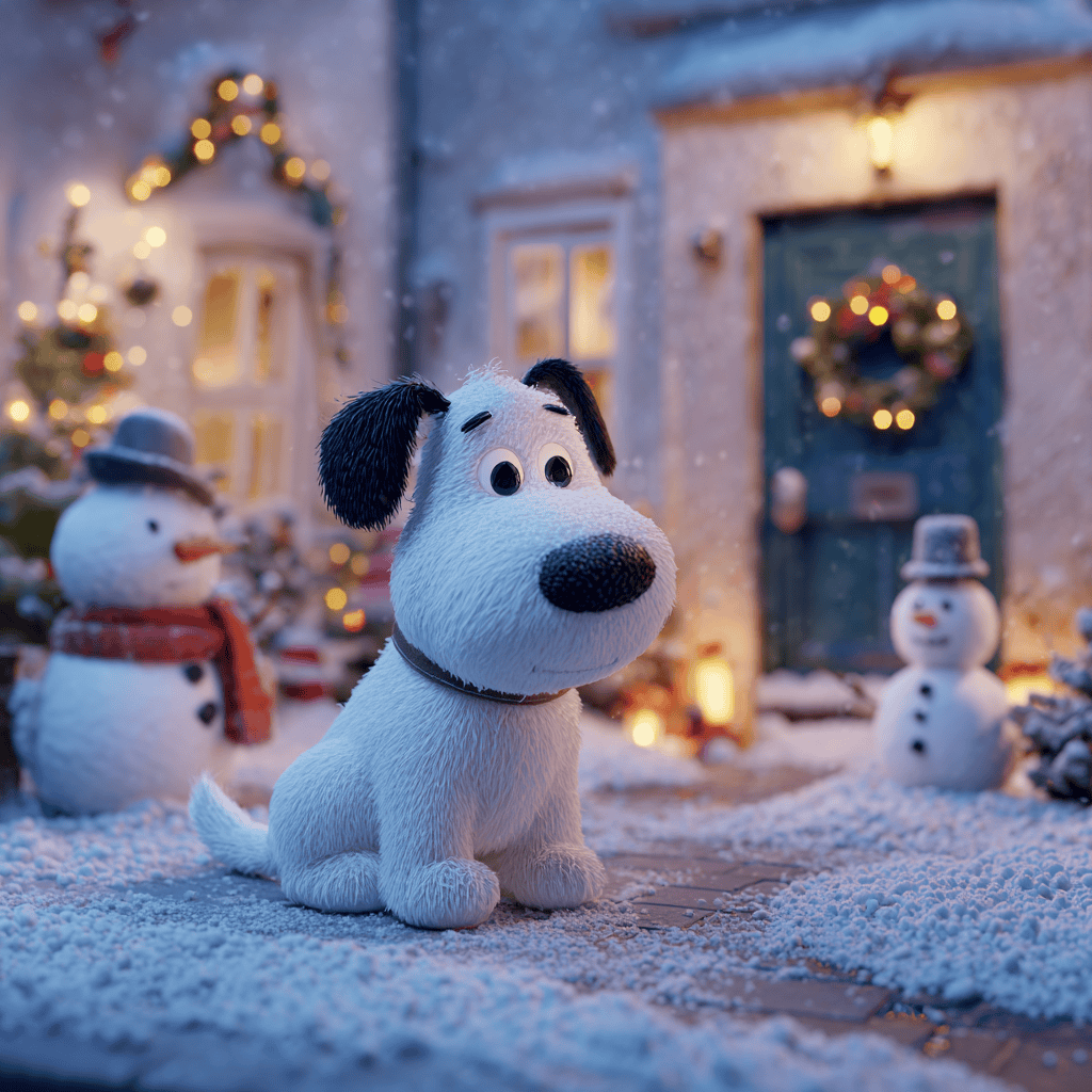 Cartoon Pup Portrait -Christmas Edition